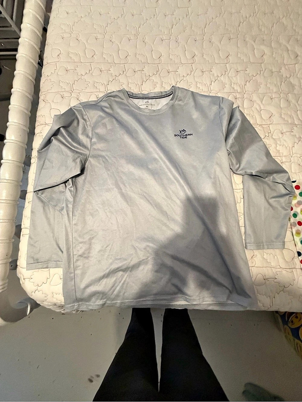 Southern Tide Paddleboard Stack Long Sleeve Heather Performance T-Shirt